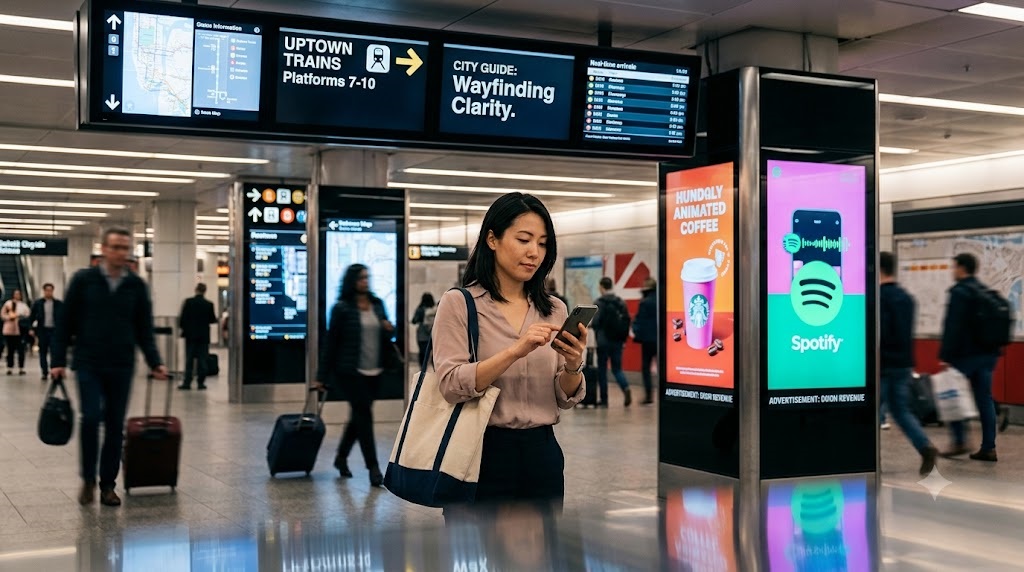 Transit Advertising Displays: Balancing DOOH Revenue with Wayfinding Clarity 