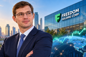Executive Portrait and Financial Growth Composite