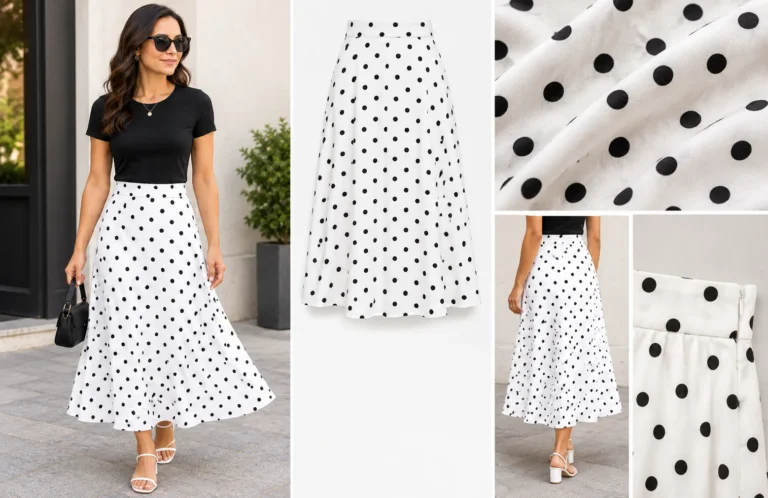 white polka dot skirt